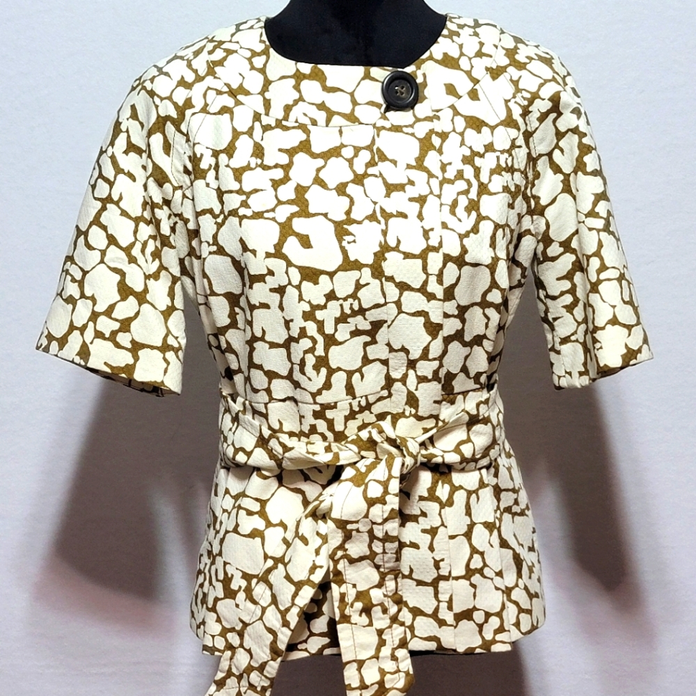 J. Crew Stylish Cream and Brown Women's Tailored Fit‎ Jacket SIZE 6. #744